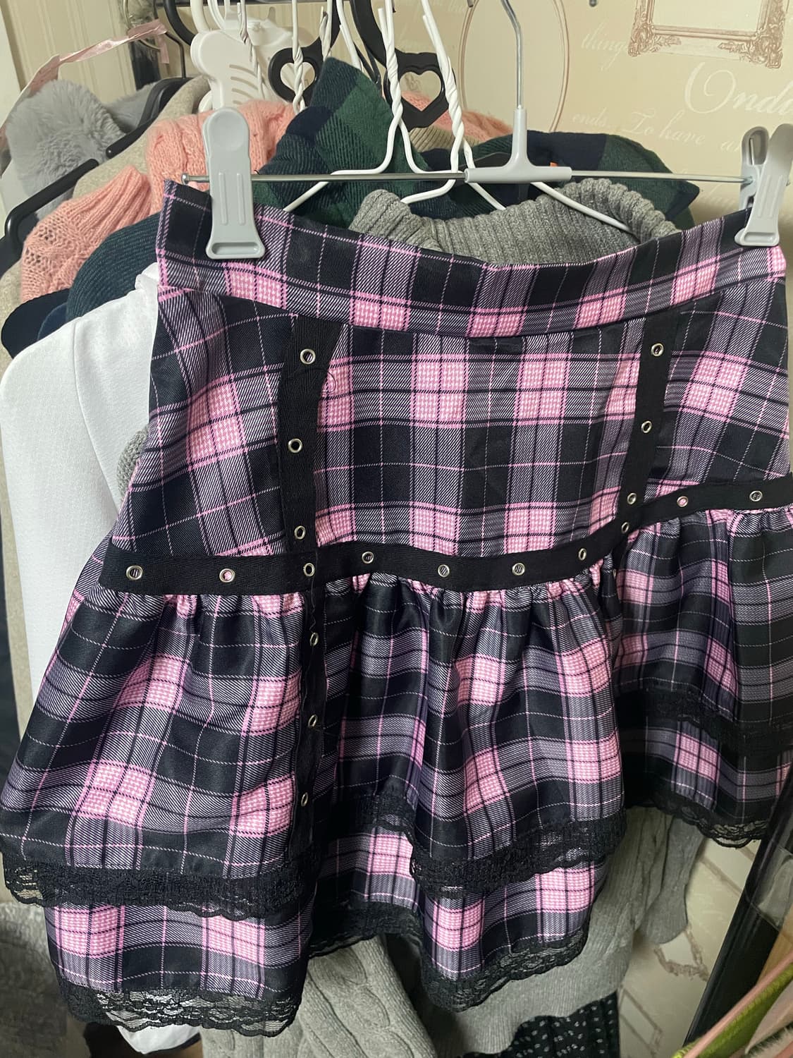 일본 빈티지 체크무늬 치마 상품이미지2