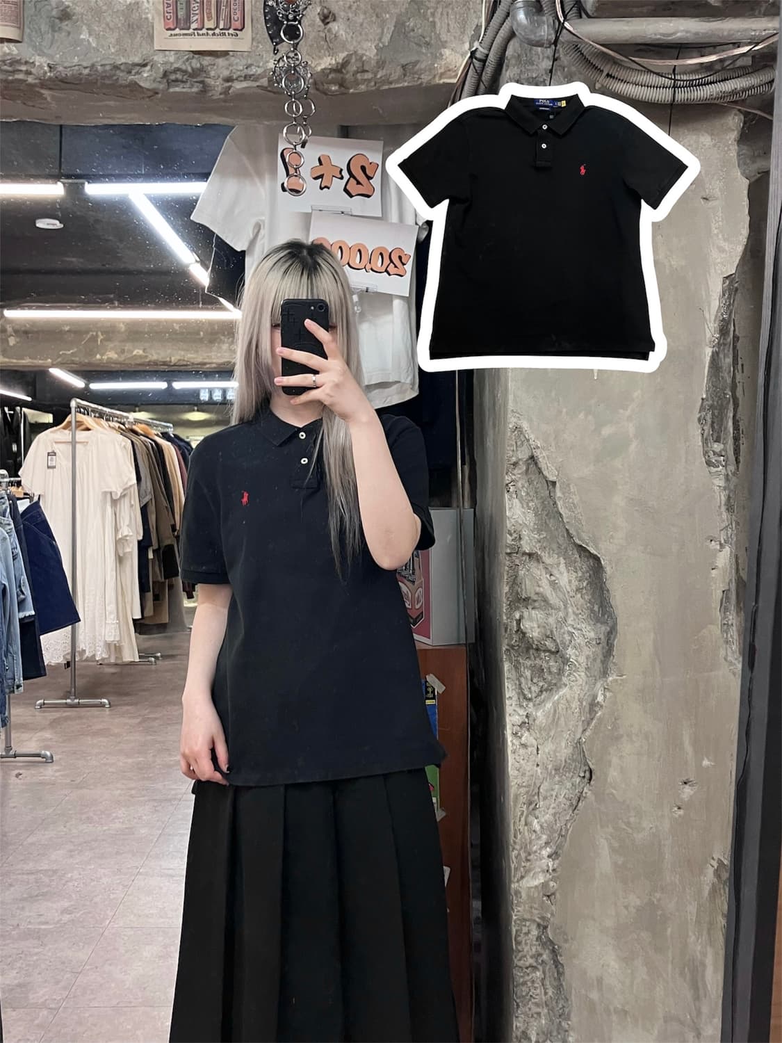 폴로 랄프로렌 자수 로고 반팔 카라티 블랙 L #csz3890 상품이미지1