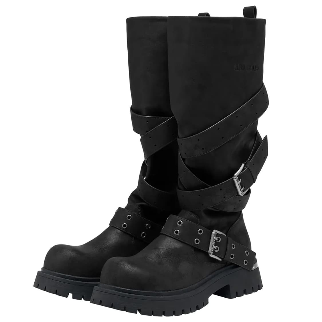 블랙퍼플 러스크 스트랩 슬라우치드 부츠 상품이미지2