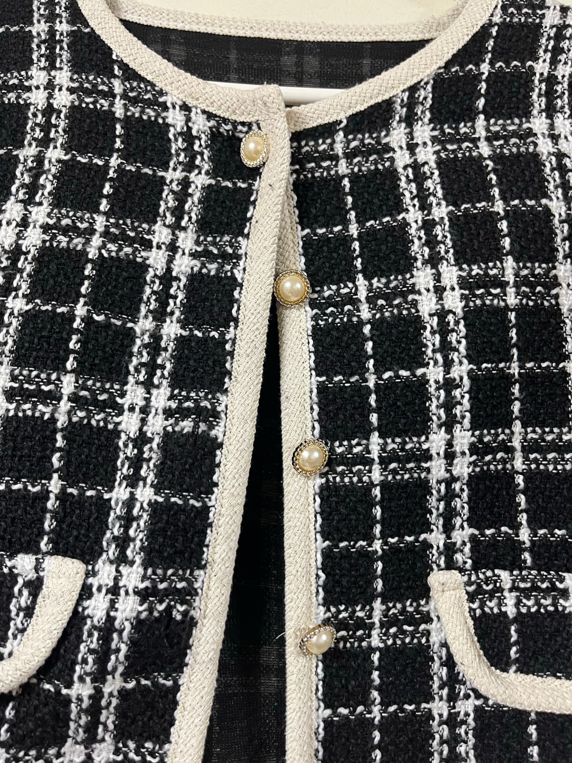 트위드 숏 자켓(긴팔) 블랙/화이트 상품이미지2