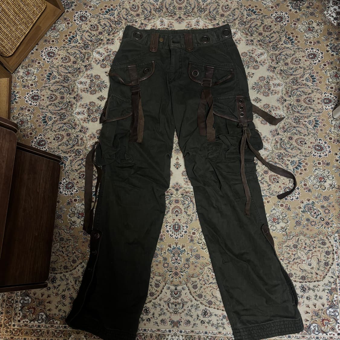 DOHC 본디지 스트랩 카고팬츠 30인치 카키 주렁카고 y2k 상품이미지1