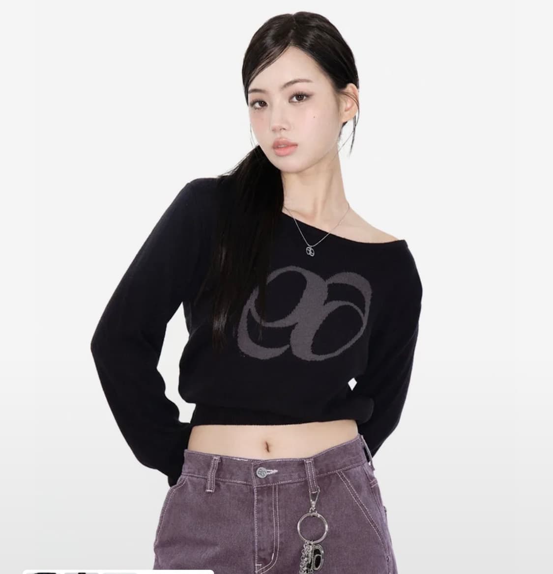 애즈온 보트넥 니트 블랙 상품이미지1