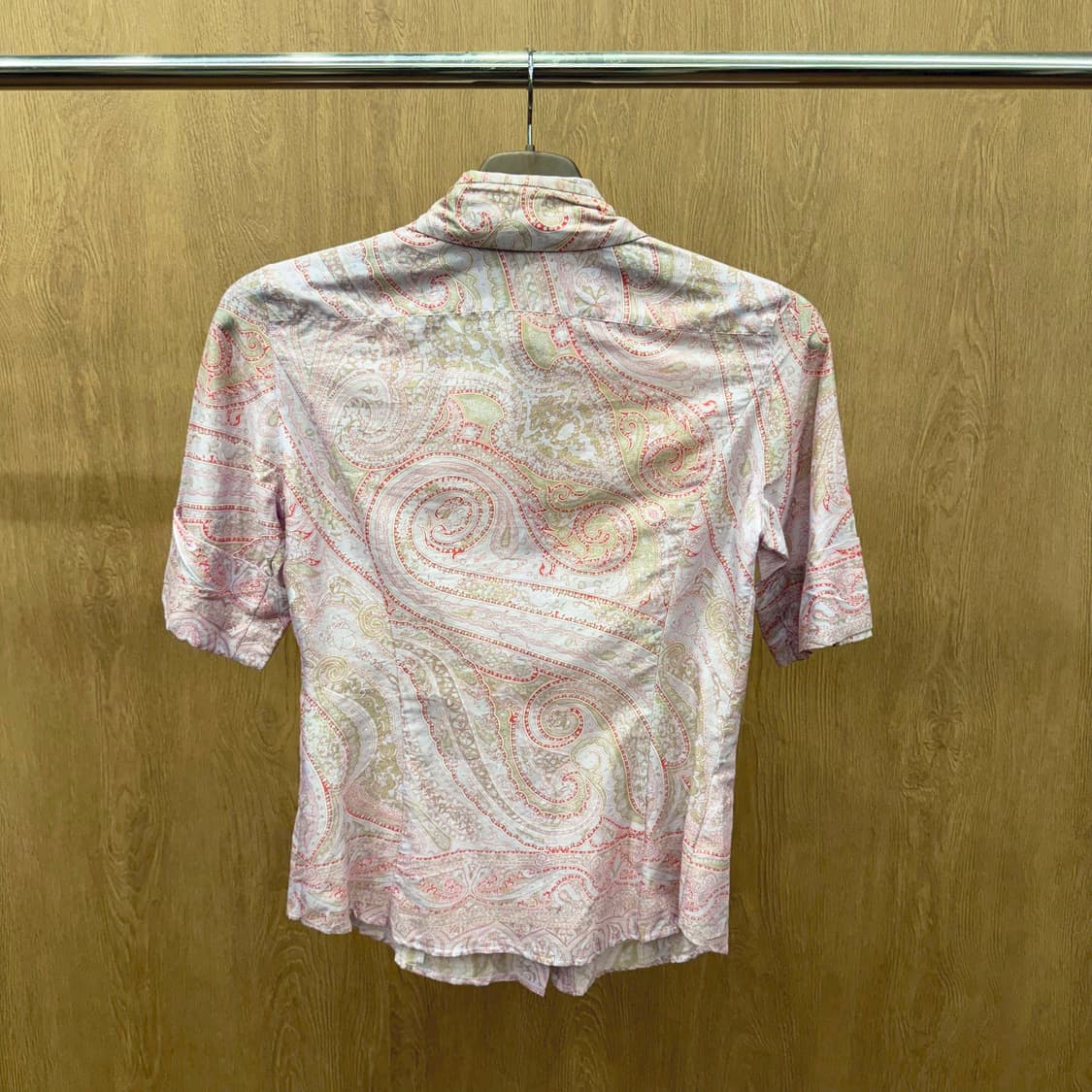 막스마라 반팔 셔츠 코튼 블라우스 페이즐리 패턴 디테일 슬림핏 핑크 상품이미지3