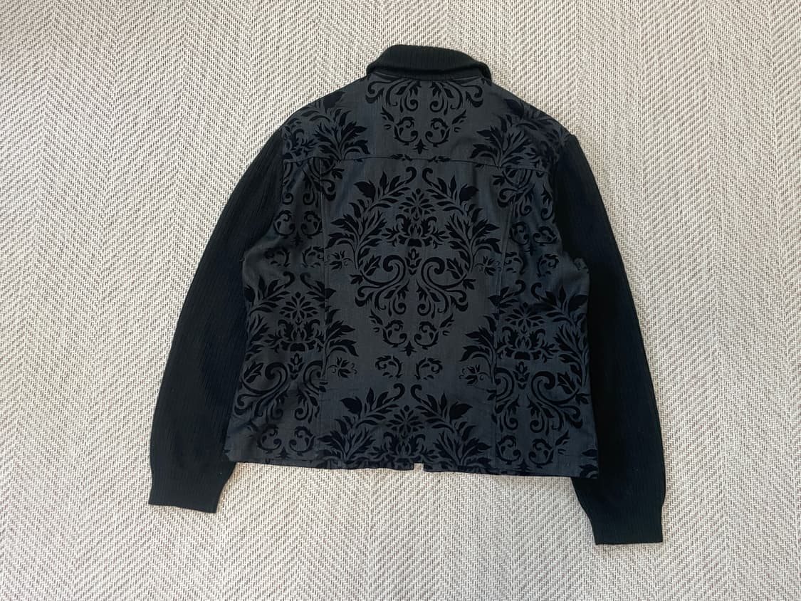 빈티지 오너먼트 패턴 니트 슬리브 집업 자켓 y2k goa  J03948 상품이미지6