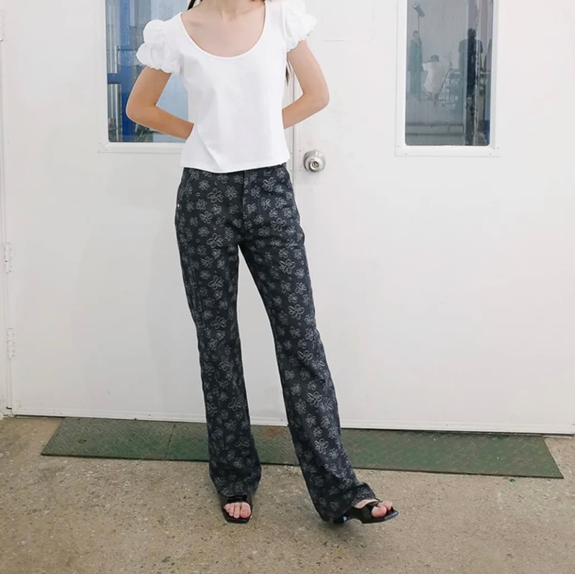 버뮬라 라인 부츠컷 데님팬츠 바지 블랙 M 상품이미지5