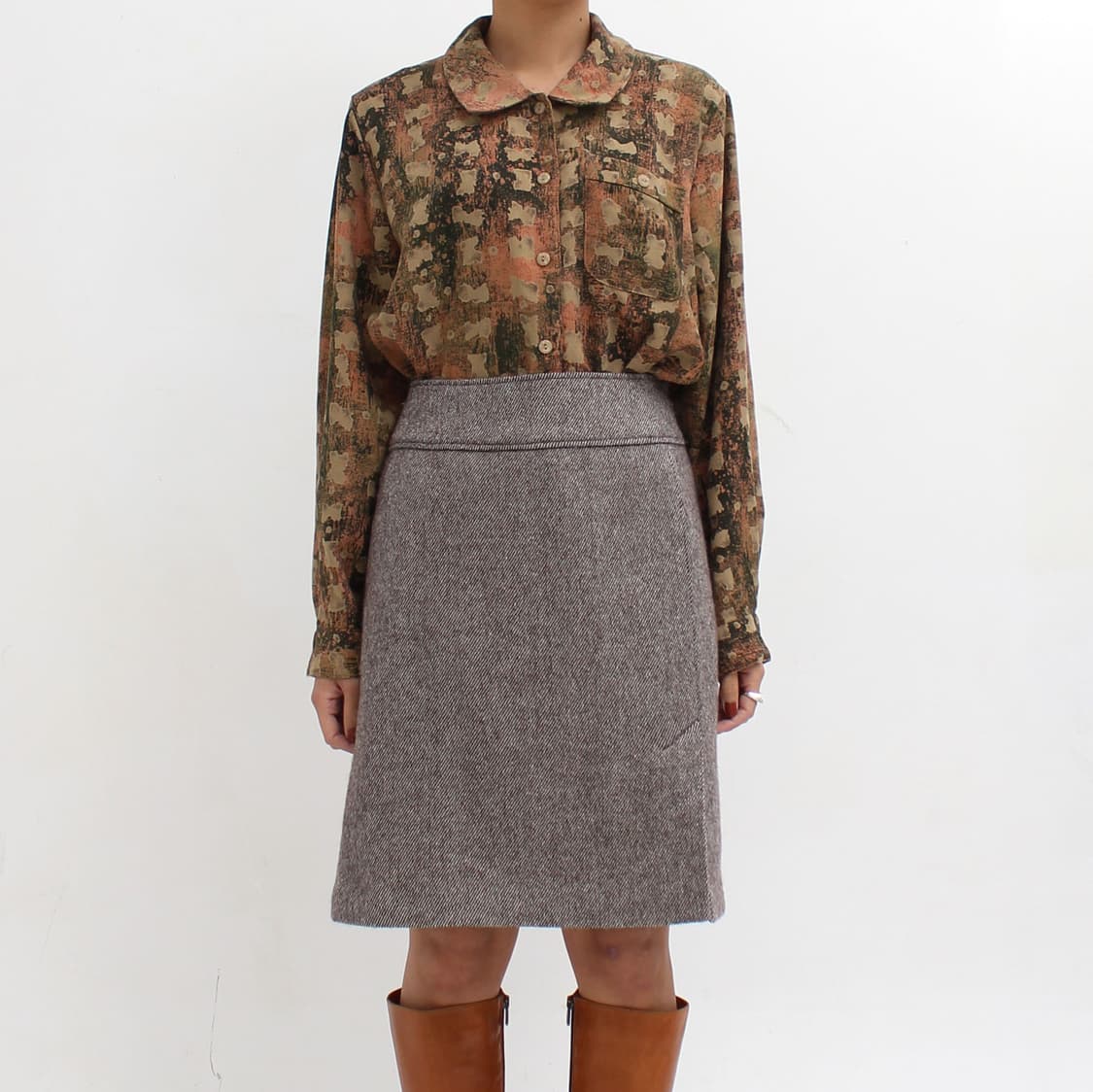 일본 빈티지 수채화 패턴 블라우스 상품이미지8