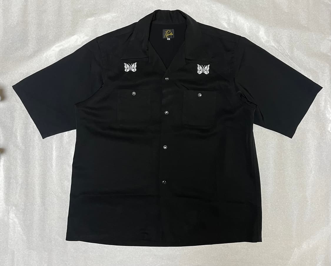 니들스 나비 자수 반팔 셔츠 블랙 L size 상품이미지1