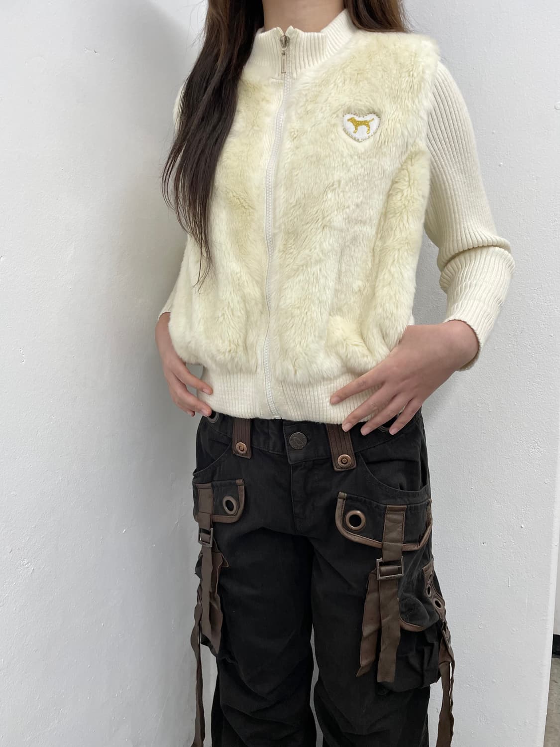 pink 아이보리 퍼니트 집업 상품이미지4