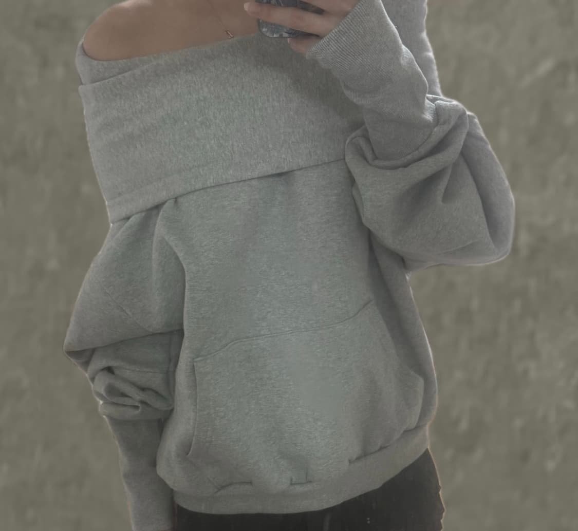 오프숄더 기모 후드티 상품이미지1