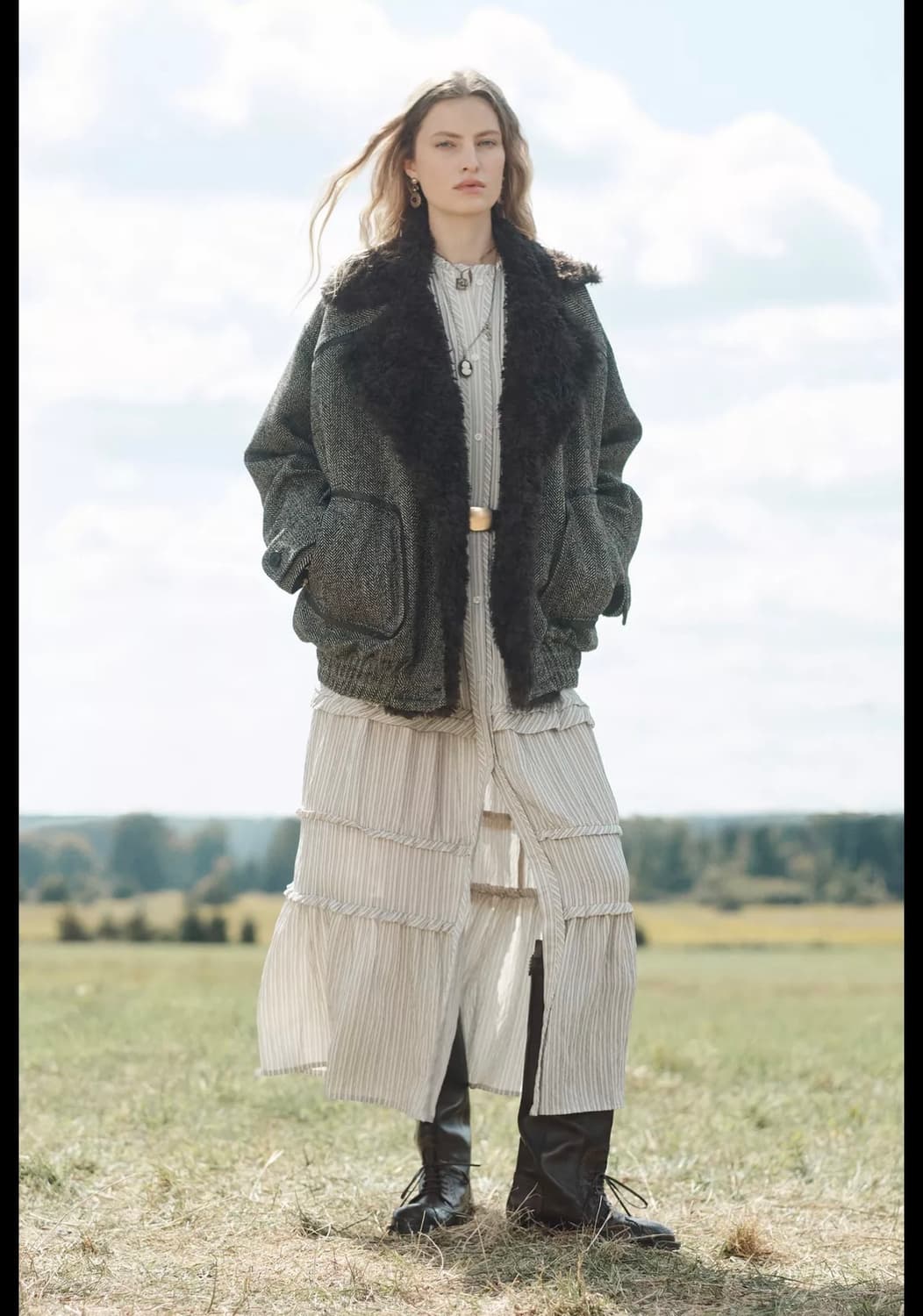 M(KR 66) 자라 리미티드 에디션 헤링본 콤비 봄버 재킷 한정판 상품이미지1