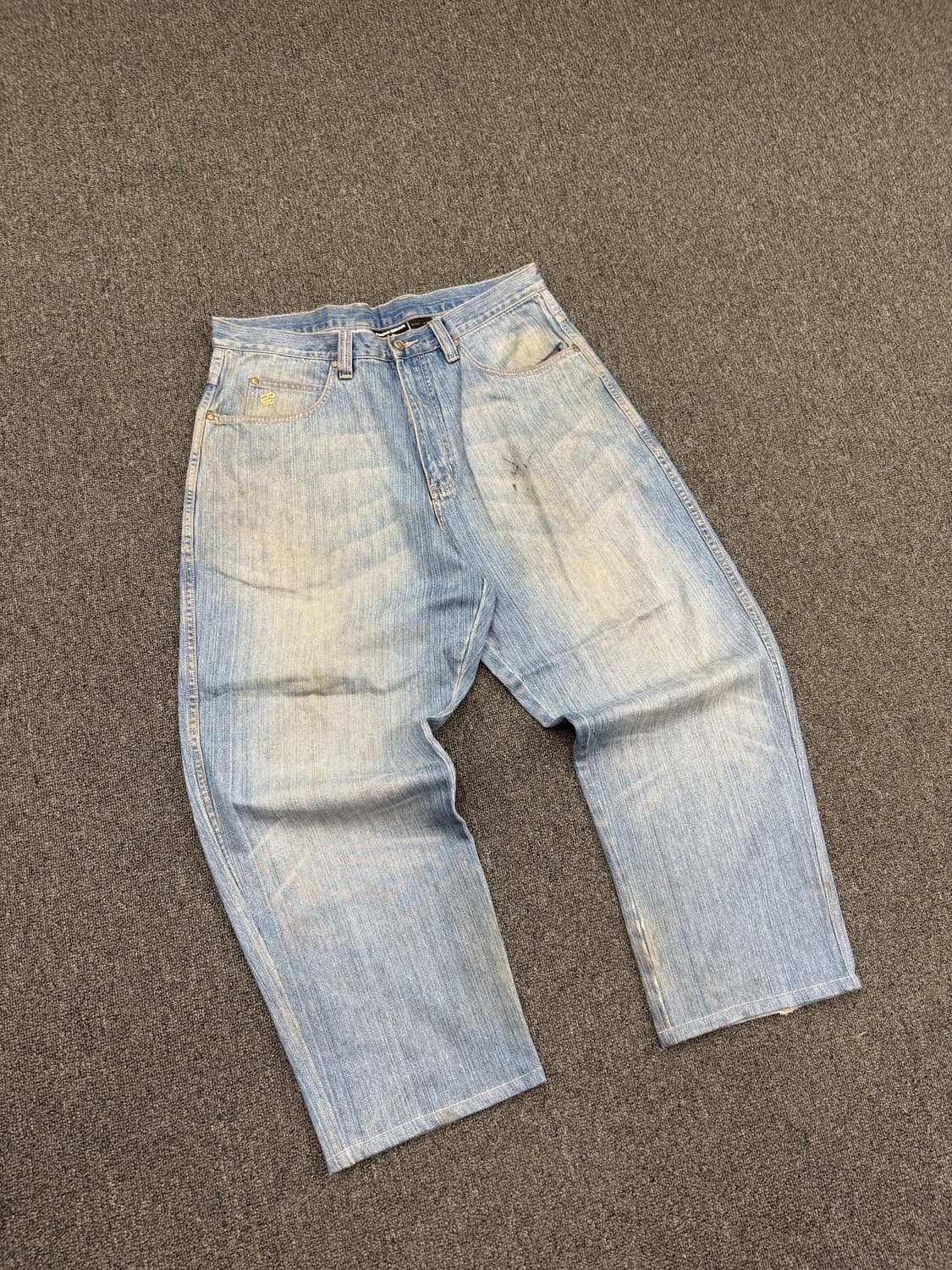 36) 로카웨어 빈티지 y2k 핸드드로잉 커스텀 연청 힙합팬츠 상품이미지1