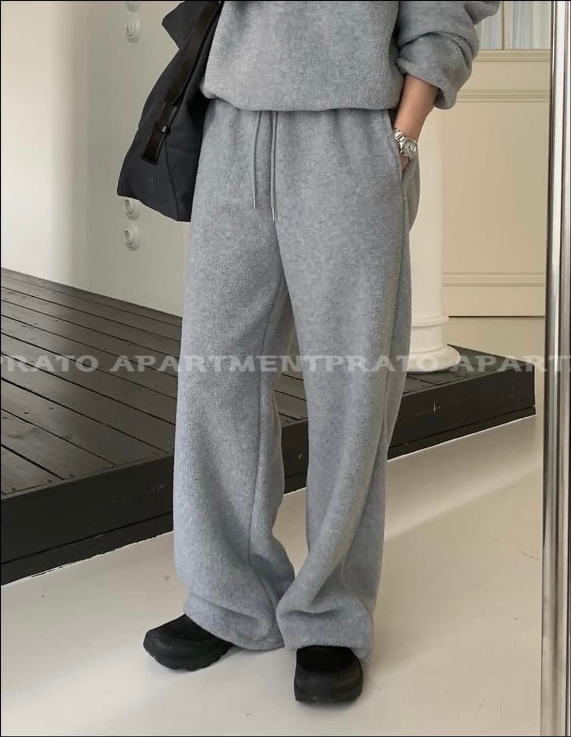 지그재그 디엠버 비아 플리스 팬츠 차콜 상품이미지2