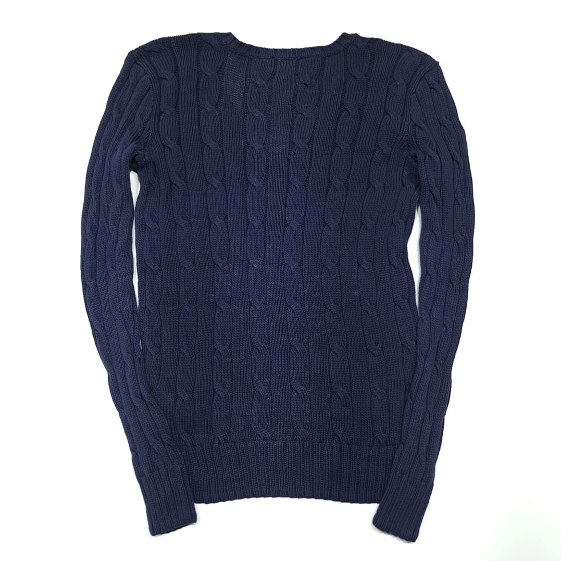 CK005 XS 폴로 피마코튼 브이넥 케이블 네이비 니트 스웨터 상품이미지6