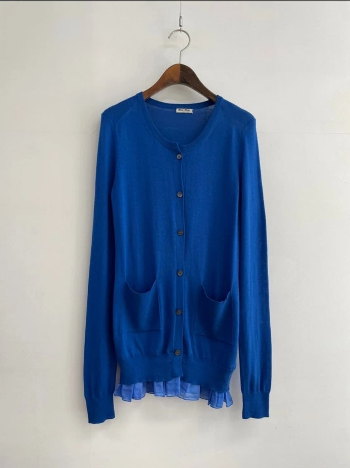 [정품] 미우미우(Miu Miu) 캐시미어 실크 혼방 프릴 가디건 상품이미지1