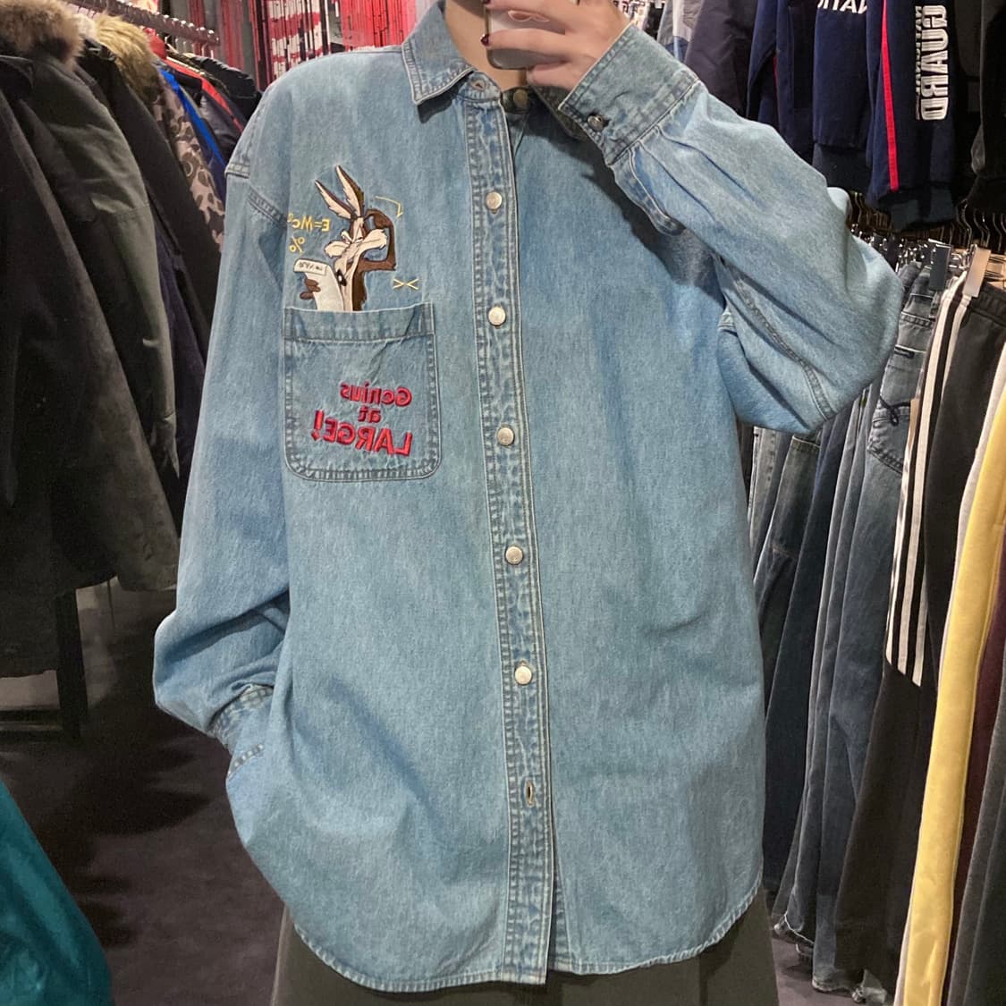 [IM] 90s 워너브로스 루니툰즈 자수 데님 셔츠 상품이미지1