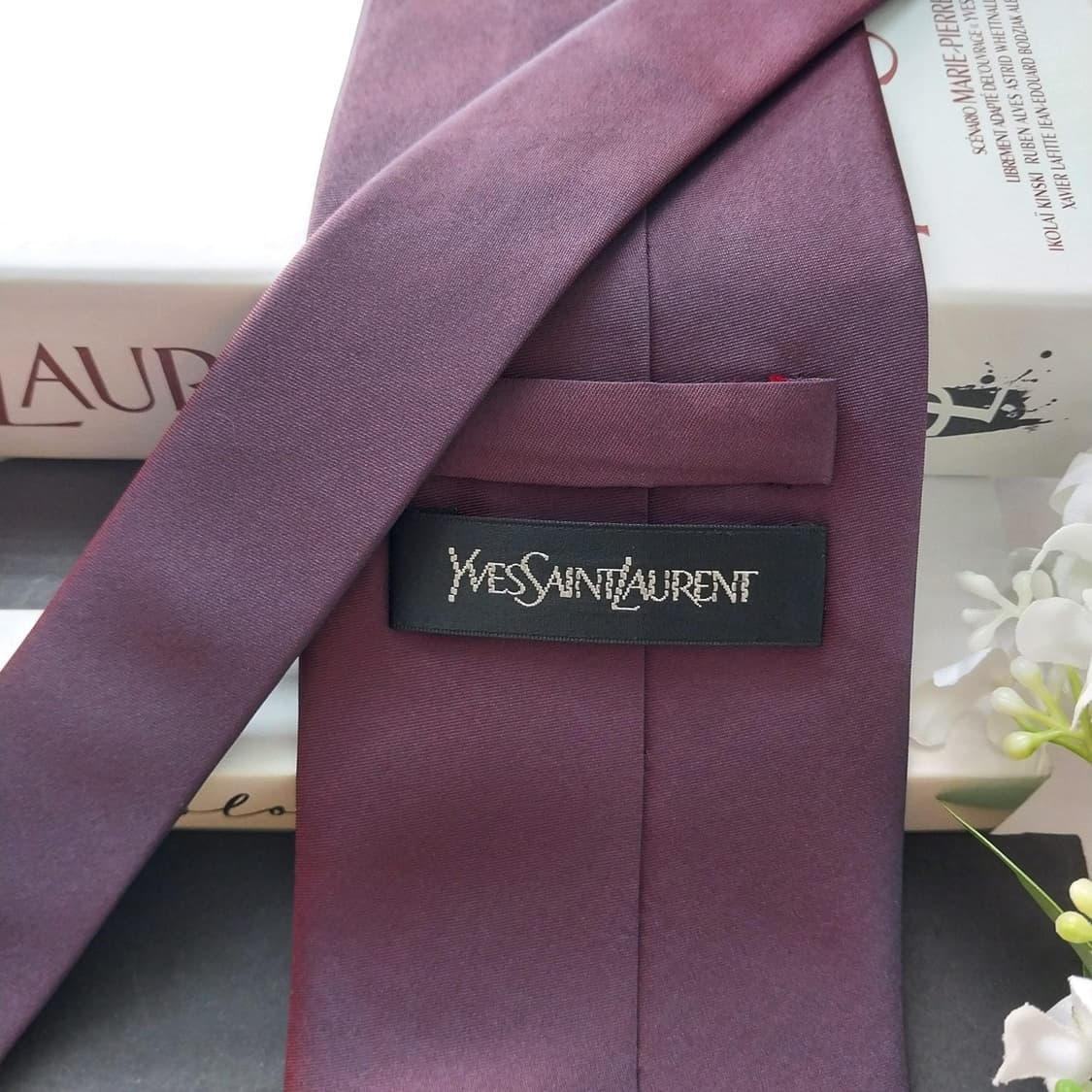입생로랑 실크 와인 솔리드 넥타이 9.6cm A+~A등급 K1905
 상품이미지6