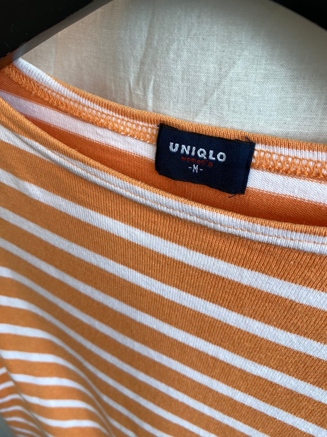 UNIQLO 오렌지 스트라이프 반팔티셔츠(M) 상품이미지6