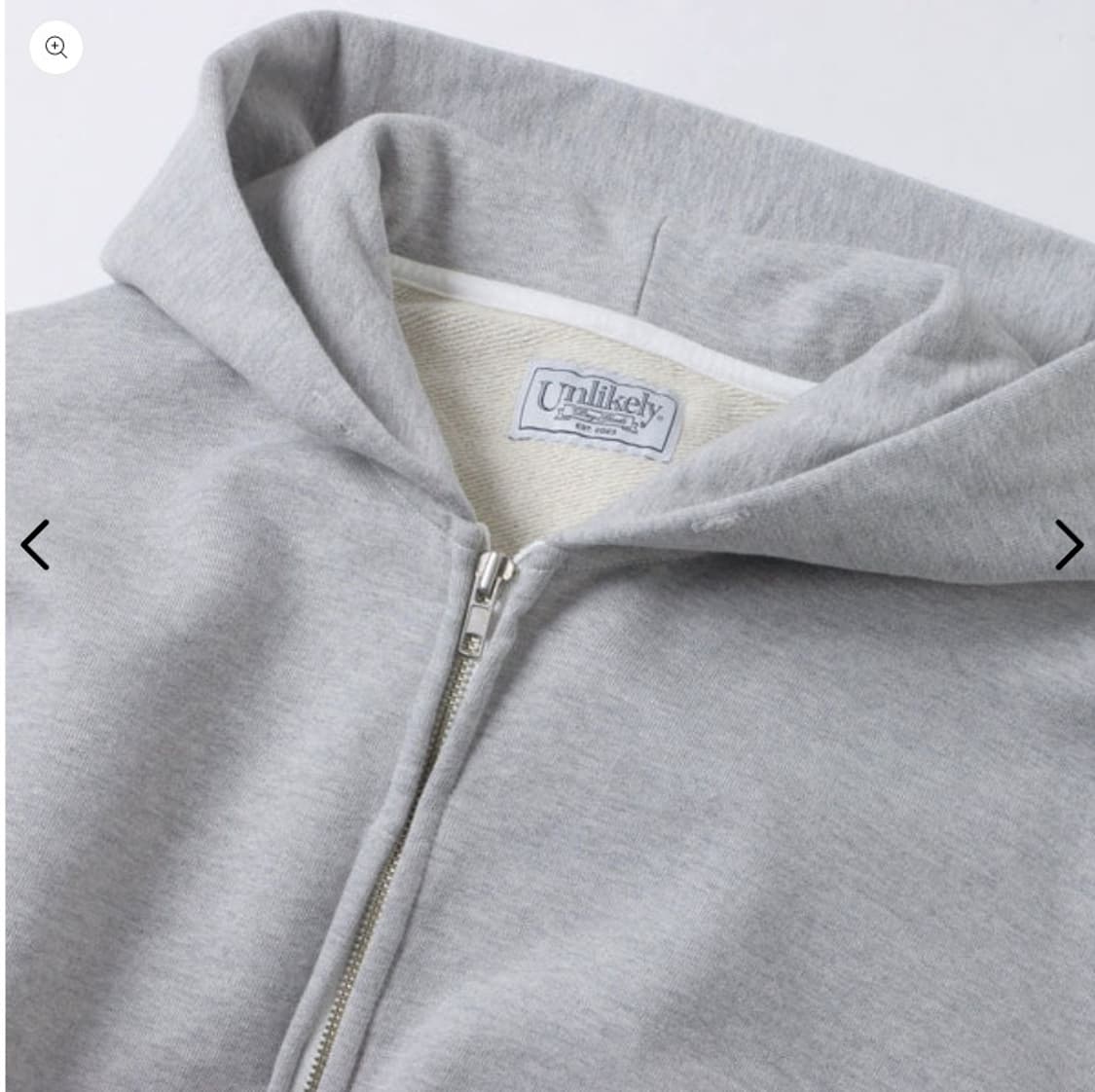 [XL] 언라이클리 Unlikely 심플 스웻 후드집업 그레이 판매 상품이미지3