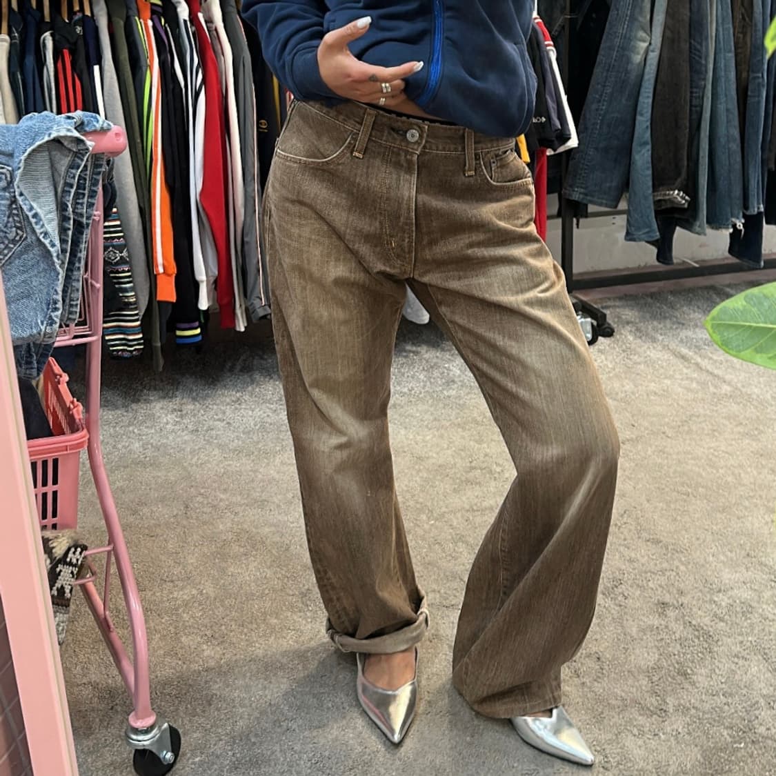 에드윈 00s "Loose 445" 브라운 워싱 데님 팬츠(31) 상품이미지2