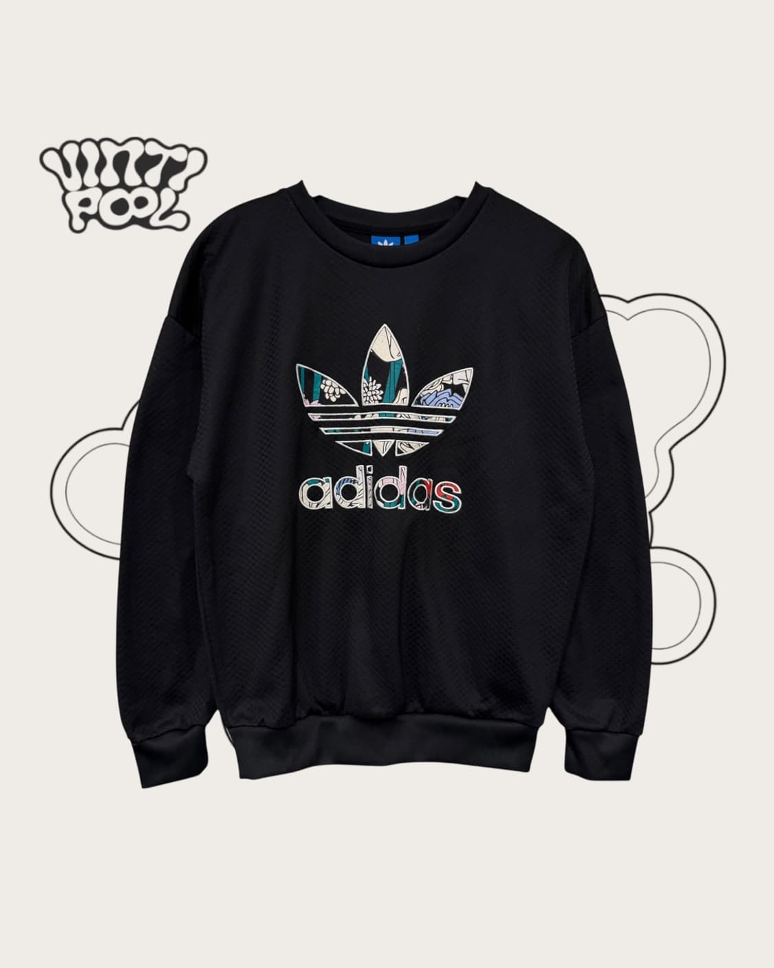 아디다스 플라워 트레포일 맨투맨 블랙 S 상품이미지1