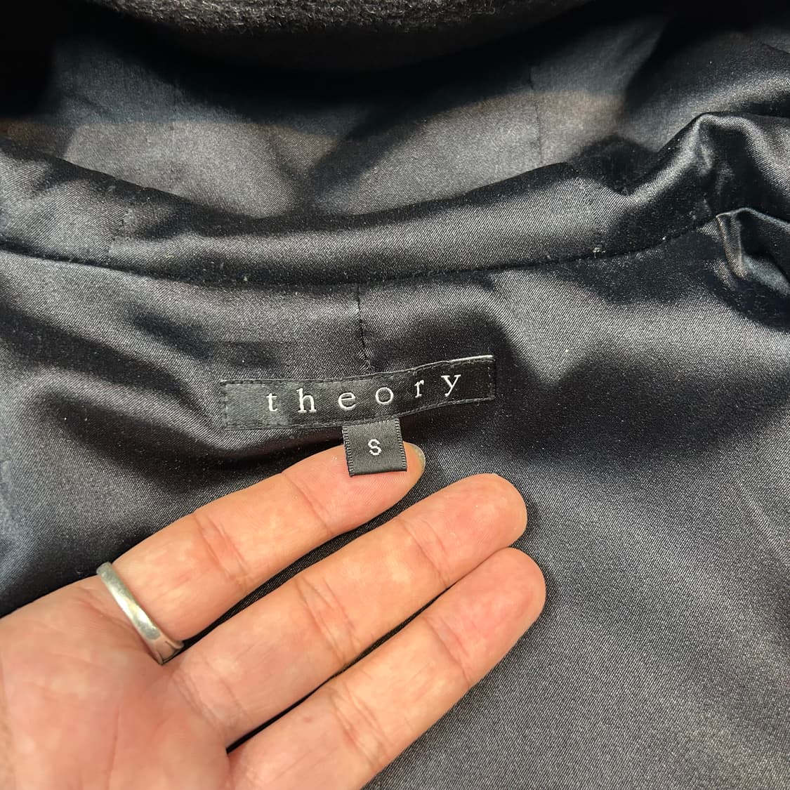 S) 띠어리 하이넥 후드 코트 블랙 울 캐시미어 앙고라 상품이미지8