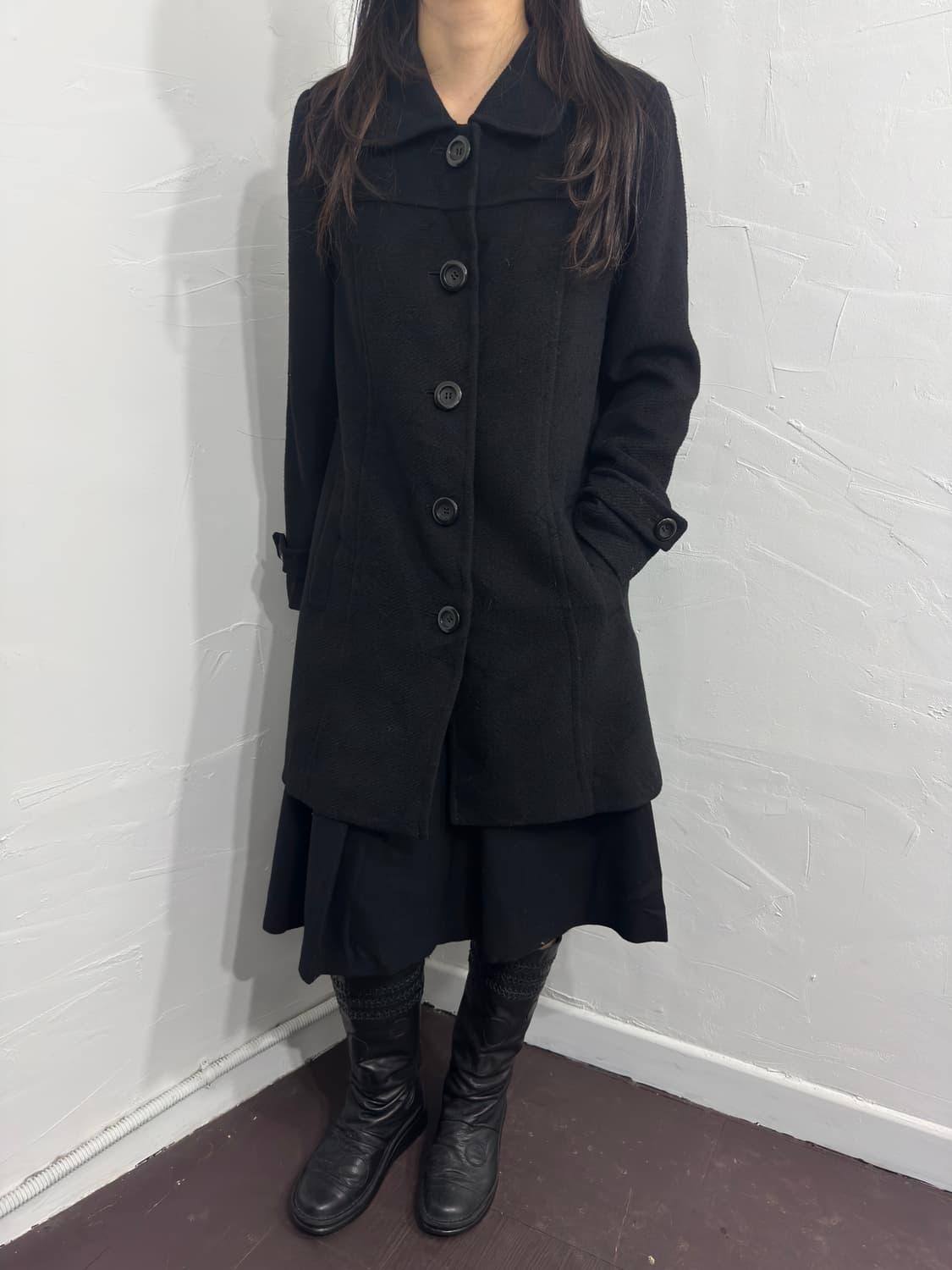 persodea black button coat 상품이미지3