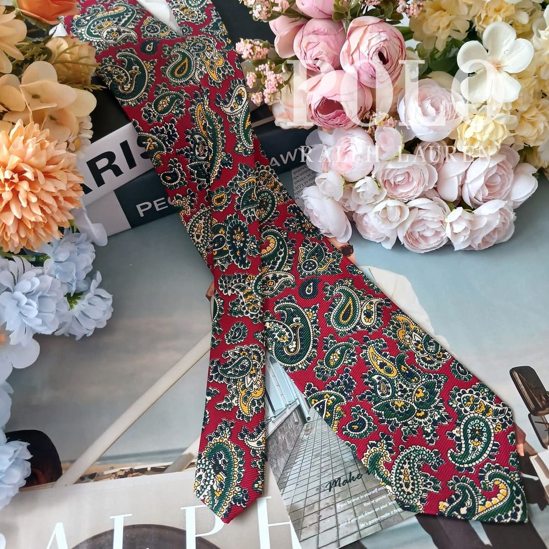 폴로 랄프로렌 실크 버건디 페이즐리 넥타이 8.8cm A+등급 G22
 상품이미지2