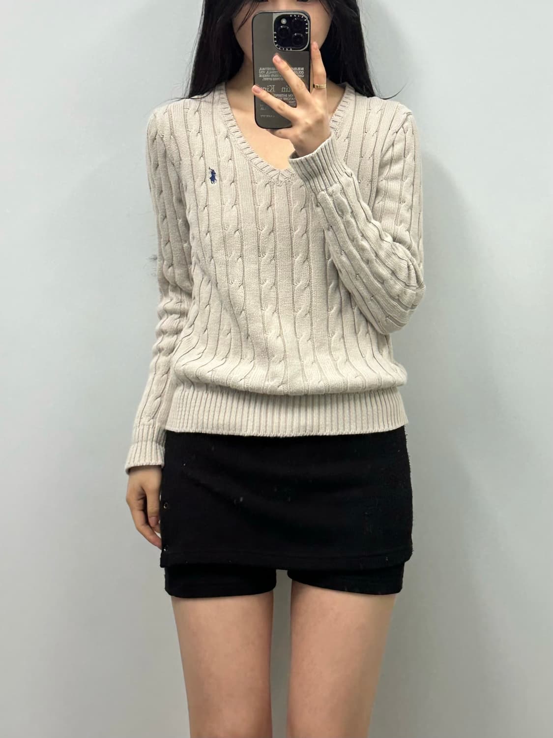 폴로 랄프로렌 신형 아이보리 꽈배기 브이넥 니트  상품이미지1