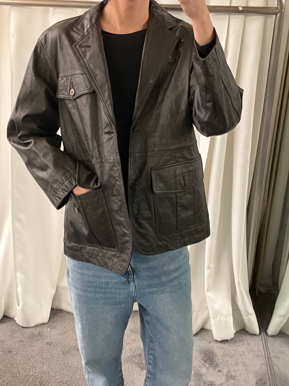 VTG 빈티지 소가죽 레더 자켓 M 상품이미지6