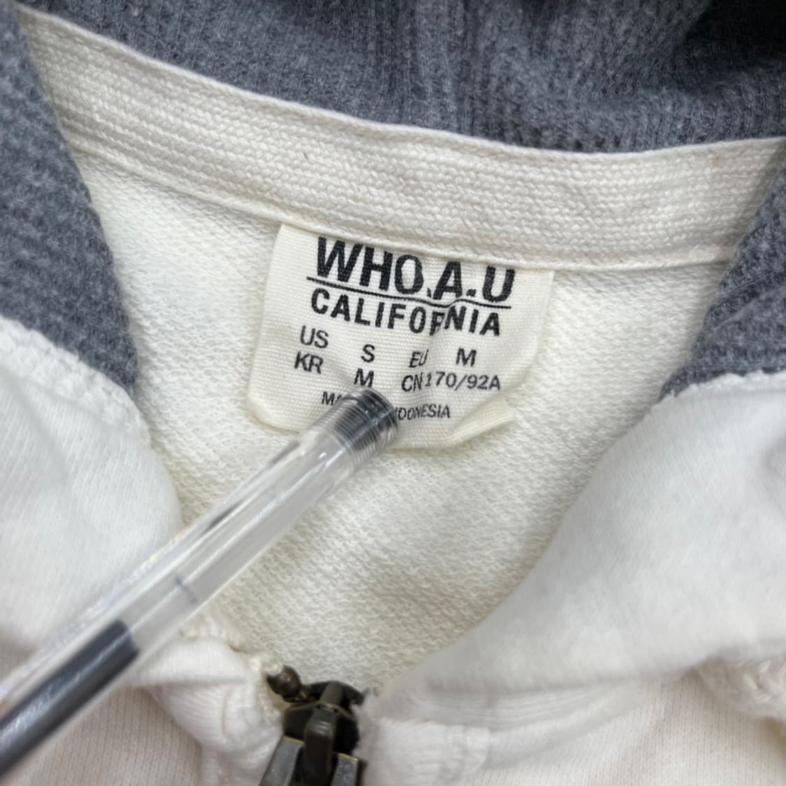 후아유 연카키패치 화이트 후드집업 M 상품이미지5