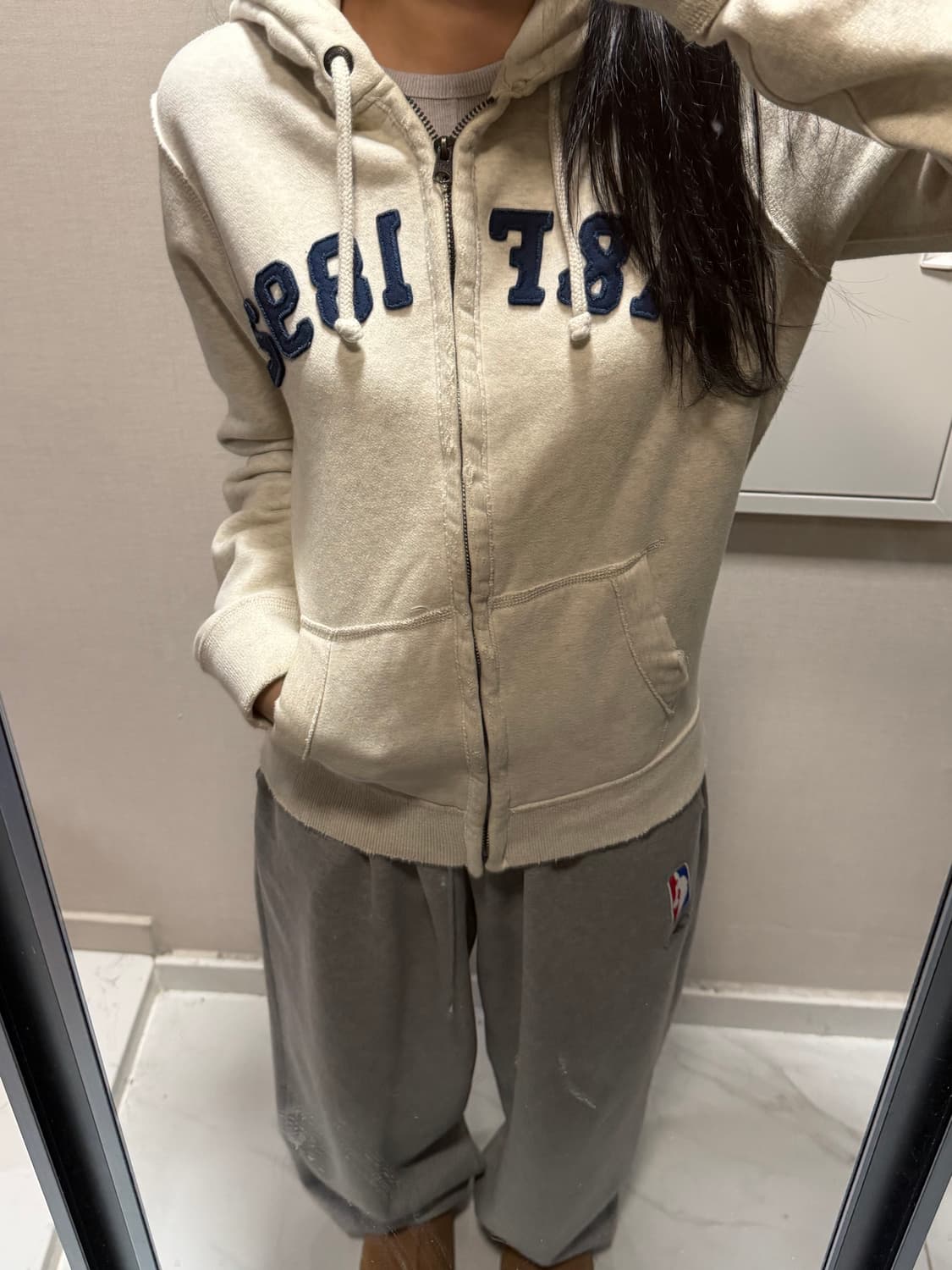 아베크롬비 베이지 후드집업 s 상품이미지1