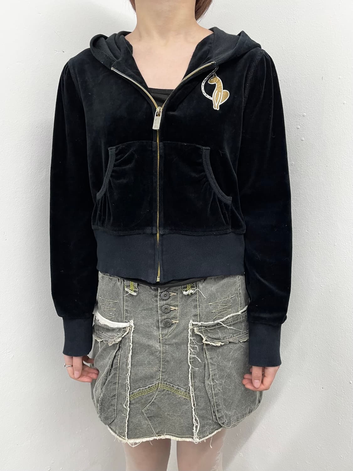 베이비펫 로고 큐빅 벨벳 집업 상품이미지3