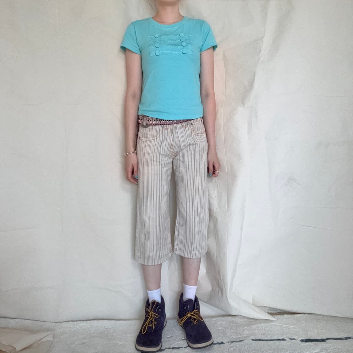 Cocolulu Stripe Cropped Denim Jeans 상품이미지3