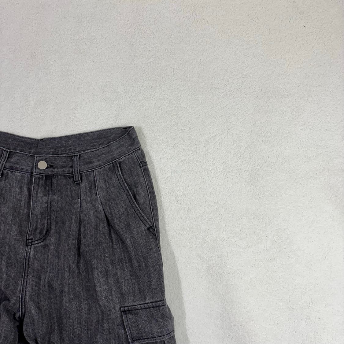 빈티지 흑청 카고 데님 와이드 팬츠 상품이미지1