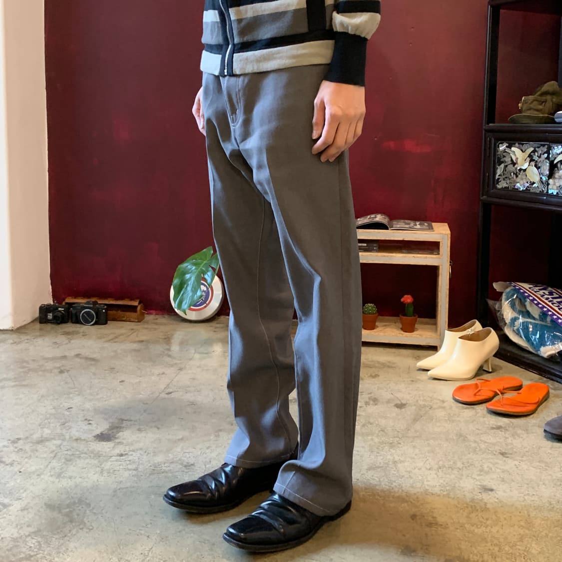 지에다 스티치 플레어 슬랙스 그레이 상품이미지2