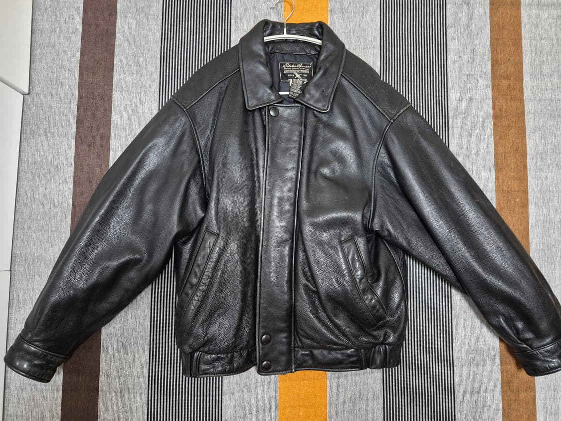 00's 에디바우어 구스다운 레더 봄버 자켓 상품이미지1