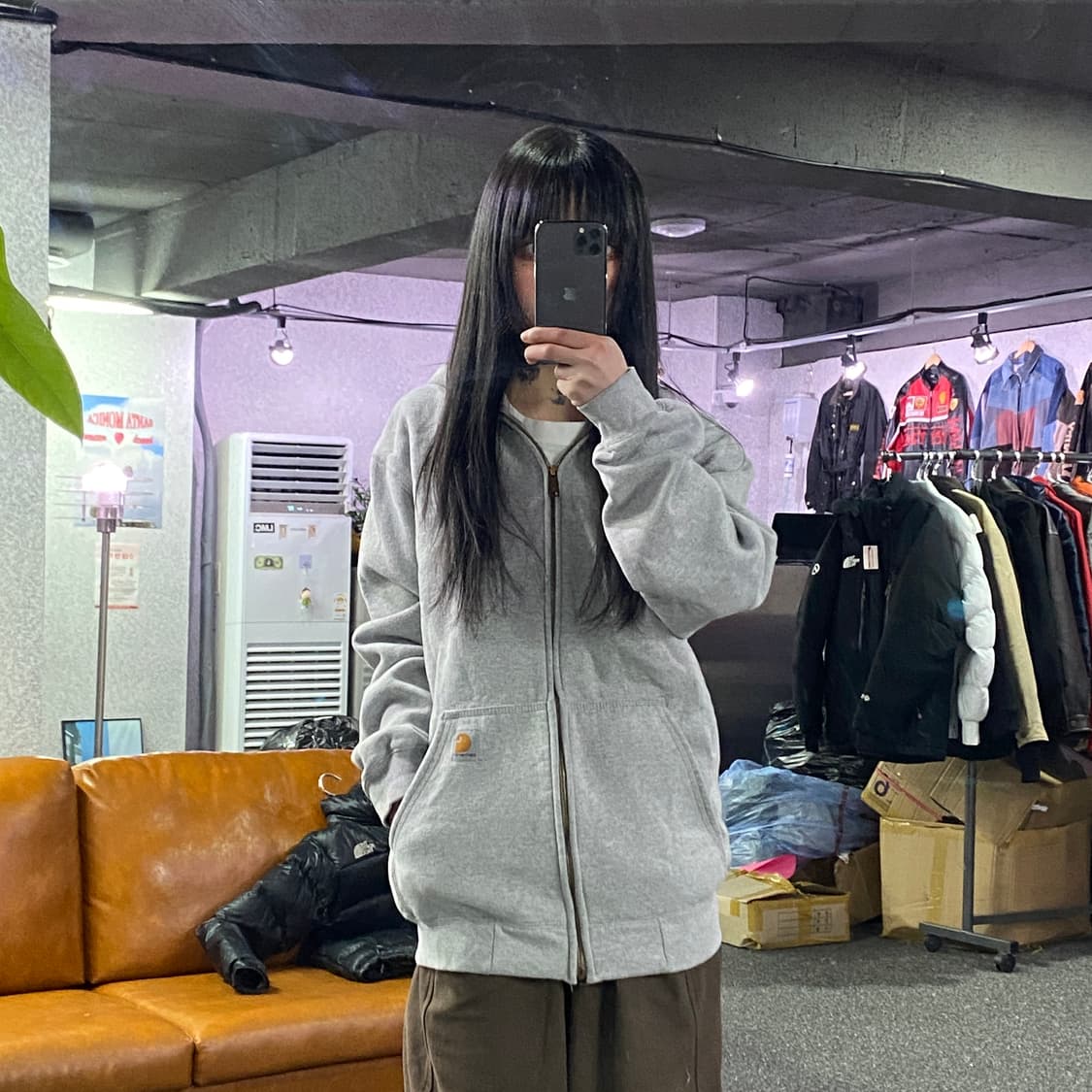 칼하트 미드웨이트 후드집업 그레이 A9 상품이미지1