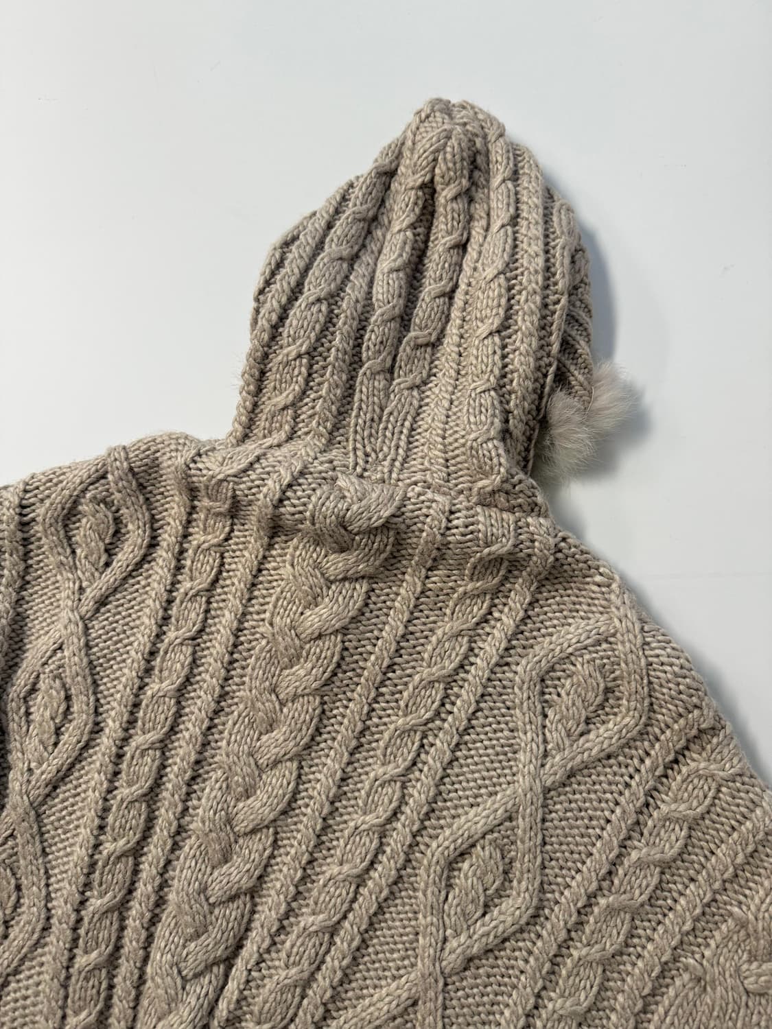 울 혼방 래핏 퍼 트리밍 니트 케이프 가디건 상품이미지5