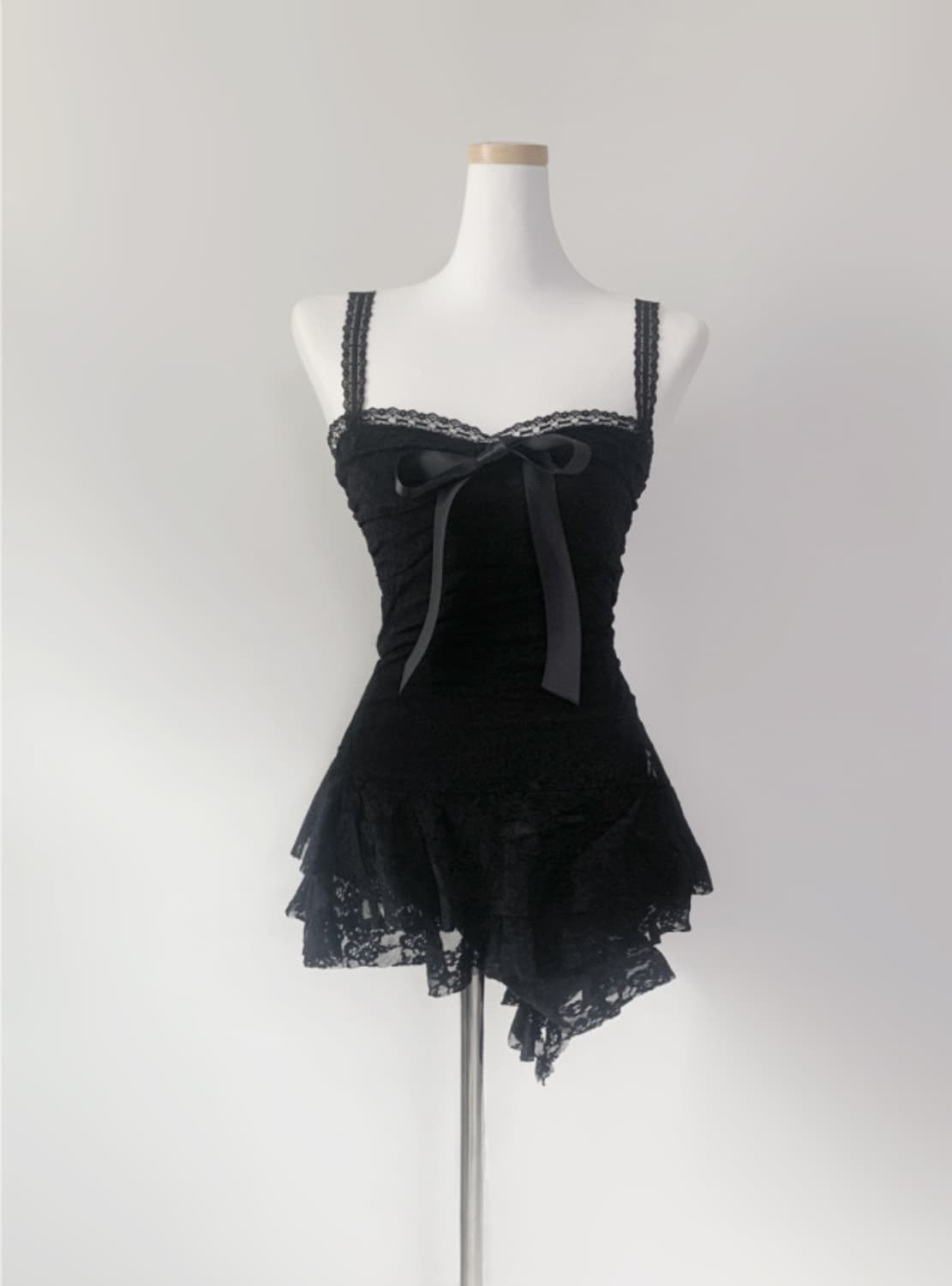 스젠 Temer lace ribbon dress (black) 상품이미지1