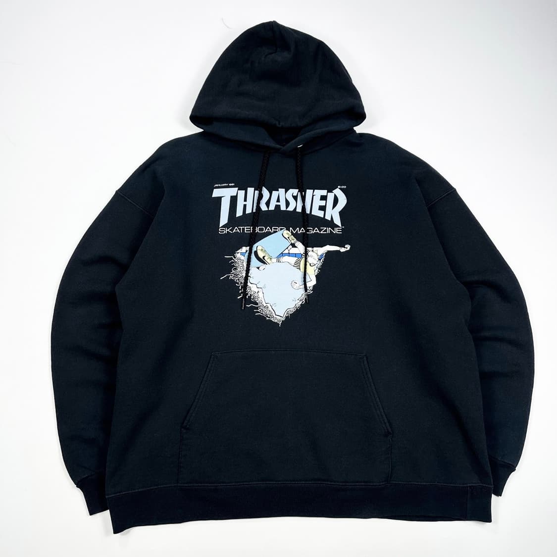 트레셔 스케이트보드 프린팅 블랙 후드티 (L) 상품이미지2