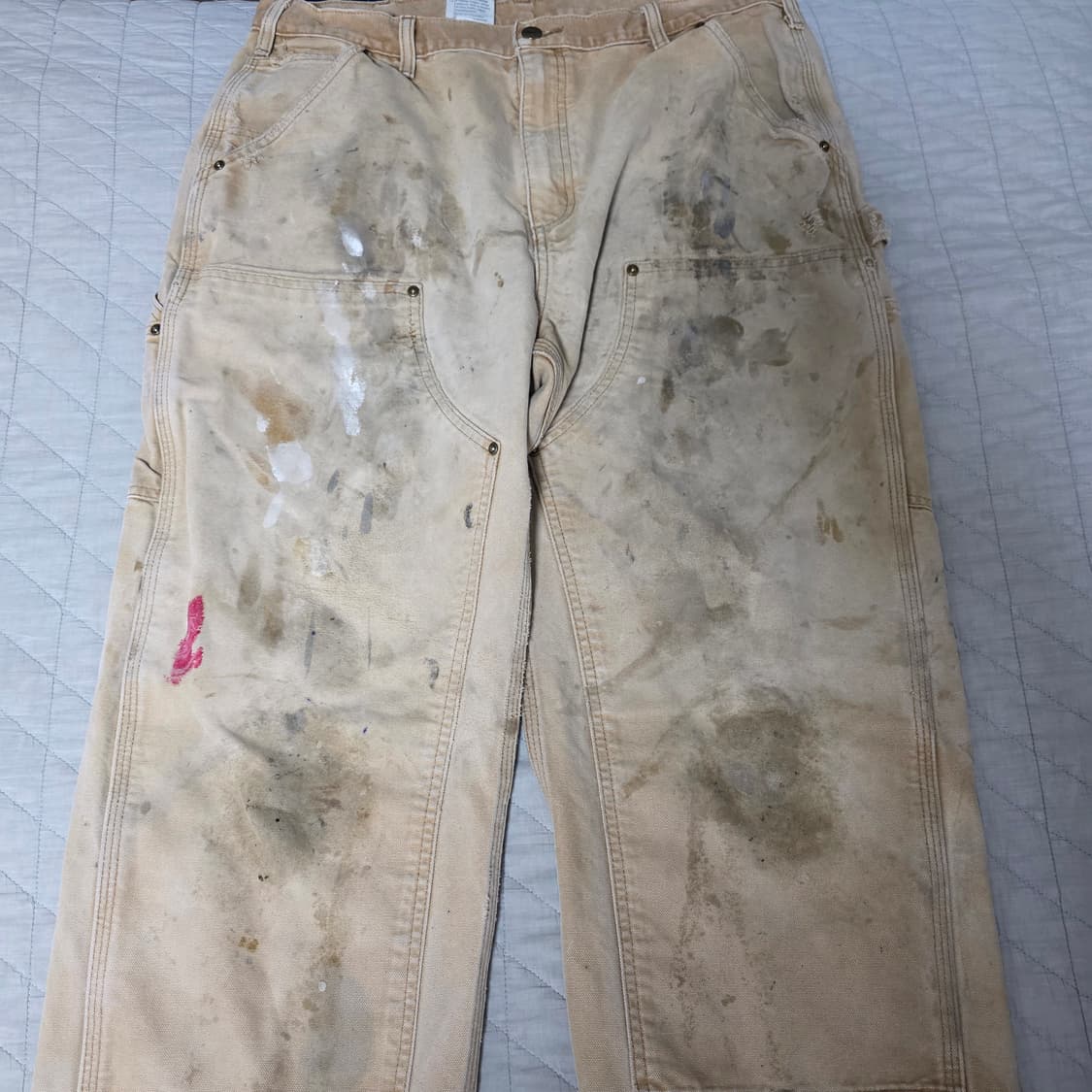 [36X34] 칼하트 더블니 B136 BRN 워크팬츠 트래쉬드 T-4 상품이미지1