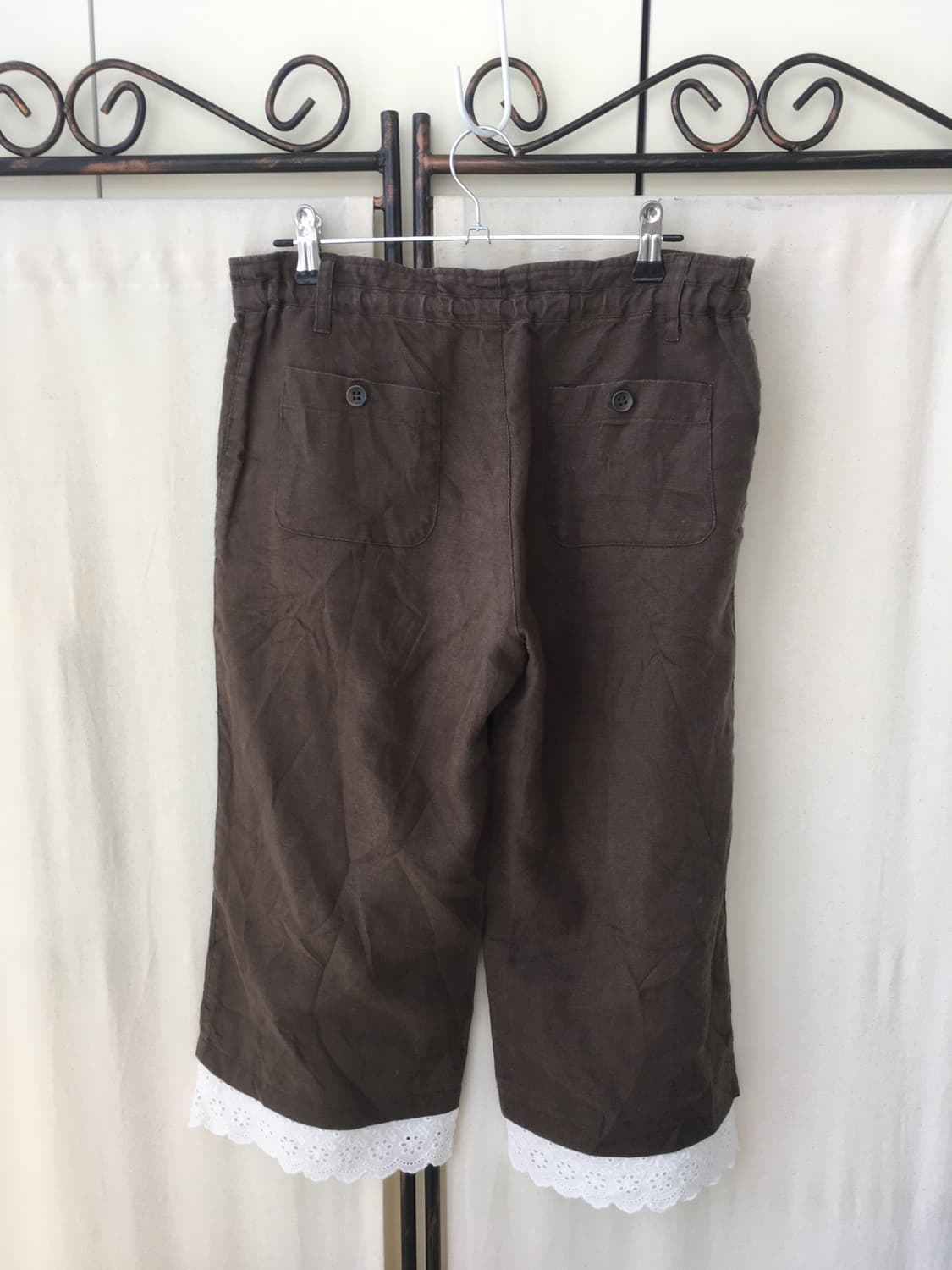 jpn vintage 브라운 모리 레이스 카프리 팬츠 상품이미지5