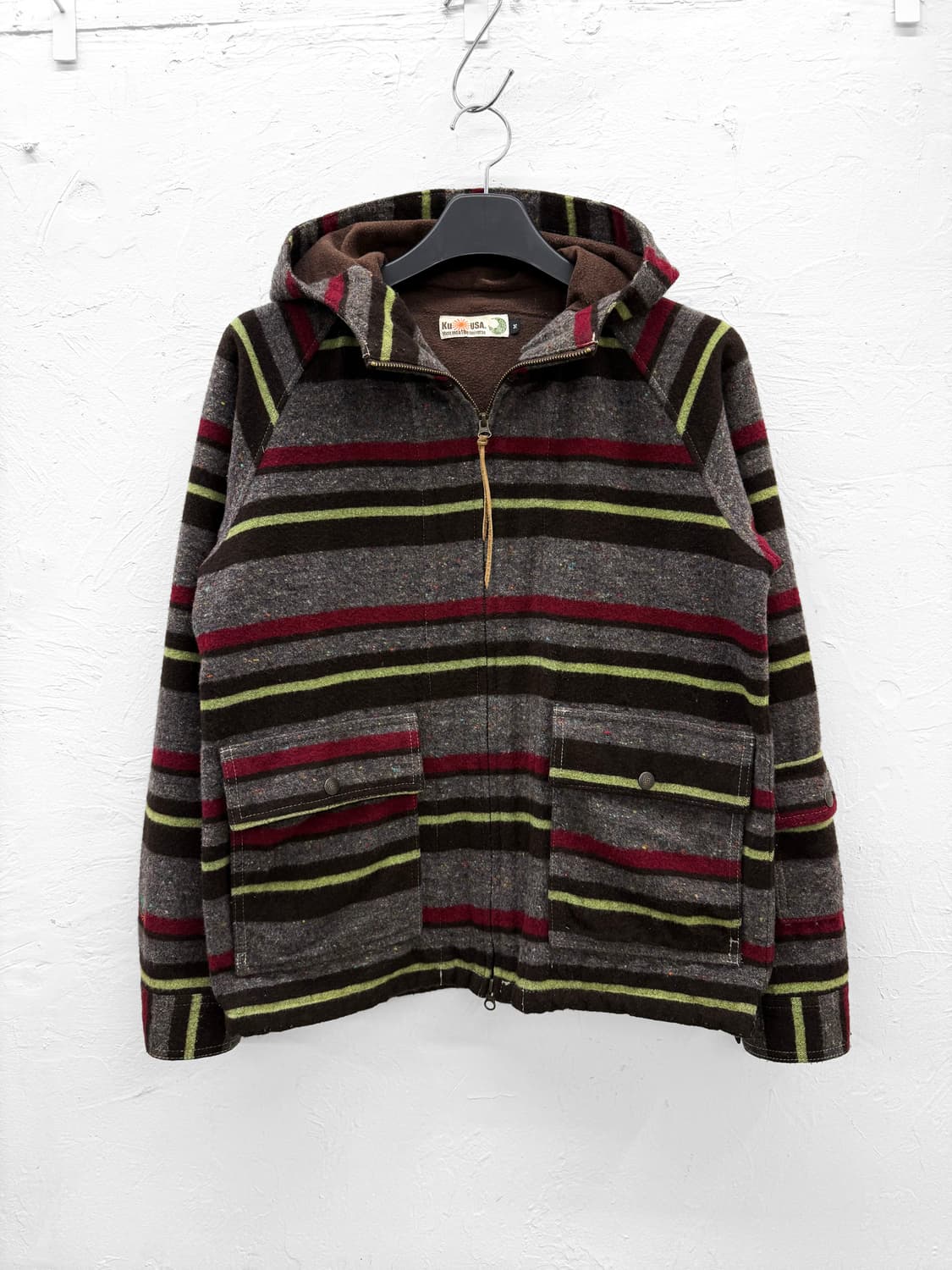 ku usa 스트라이프 울 후드집업 상품이미지1