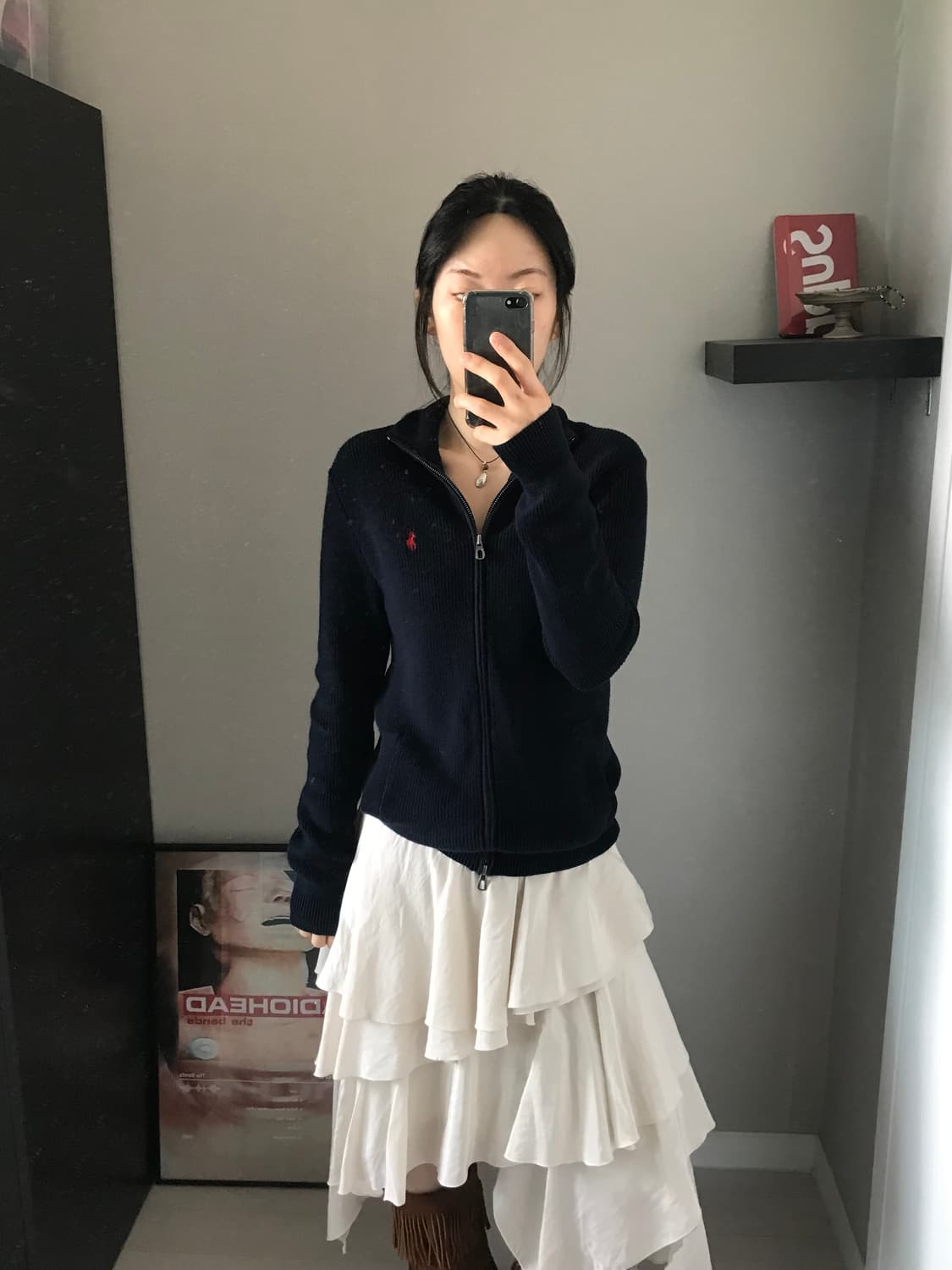 폴로 랄프로렌 포니 로고 네이비 니트집업 상품이미지3