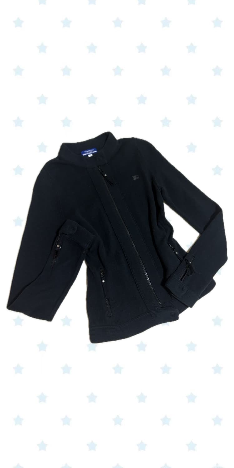 버버리 블루라벨 기마로고 하이넥 니트 집업 가디건 38 사이즈 상품이미지2