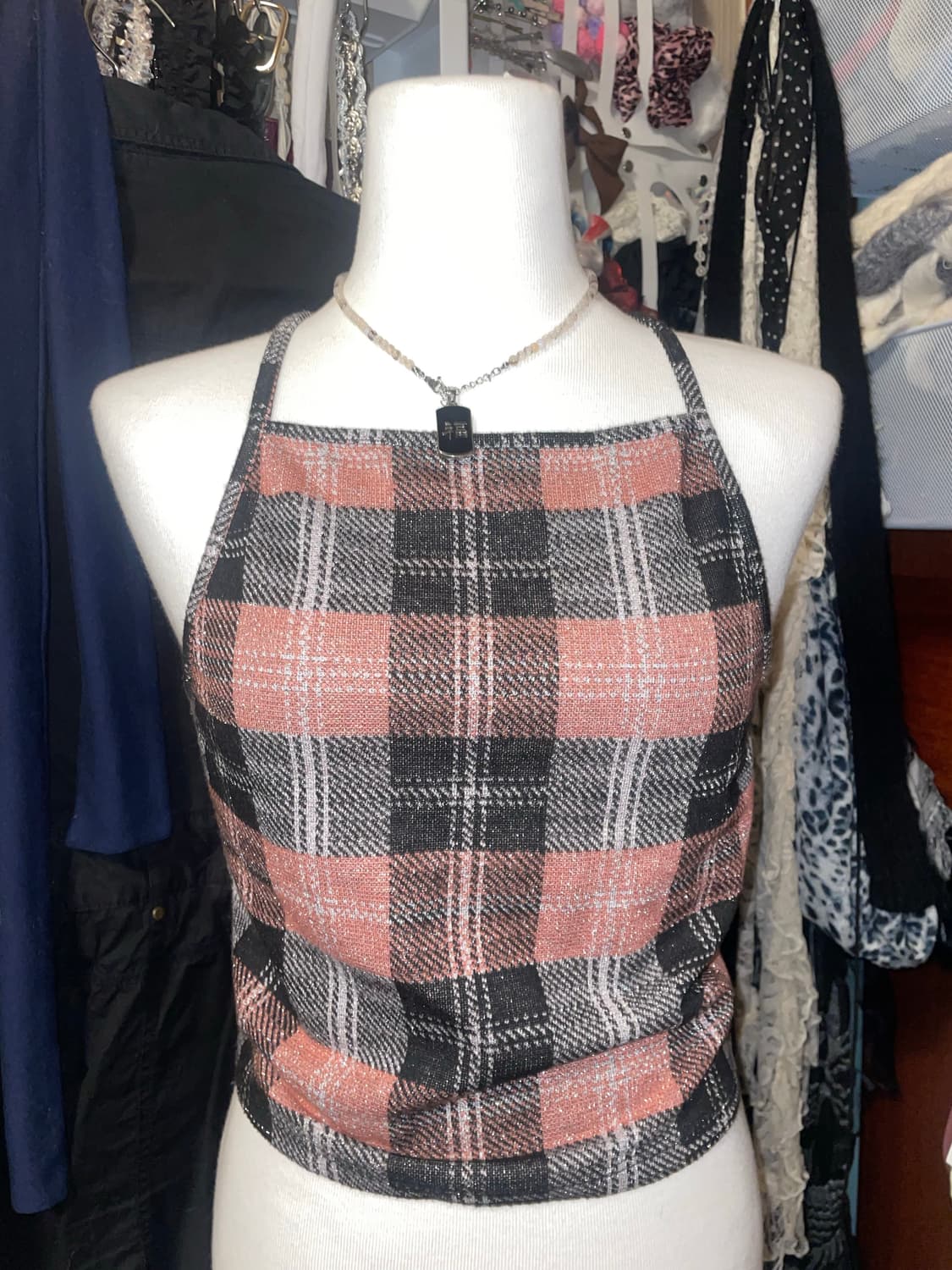 글리터 체크 탑 상품이미지1