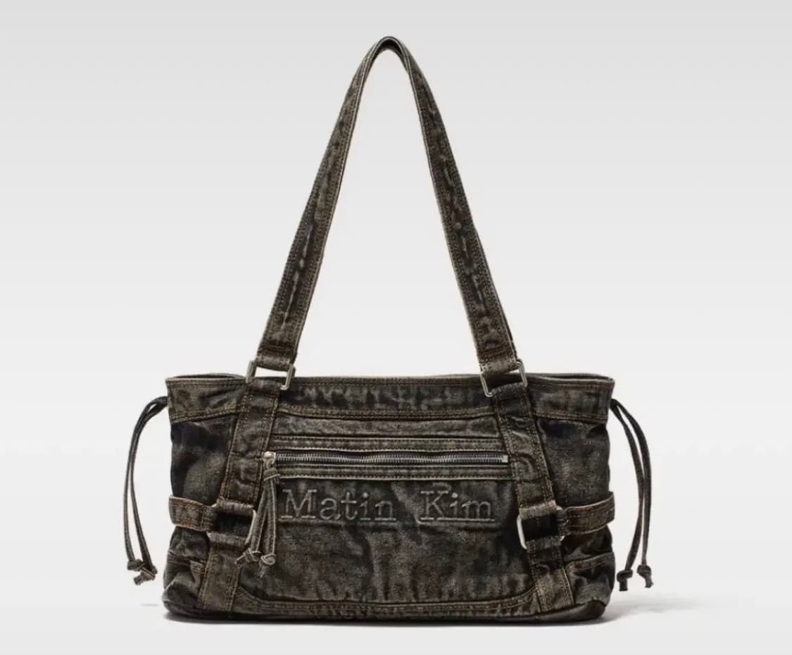 마뗑킴 워시드 데님 스퀘어백 블랙 상품이미지1