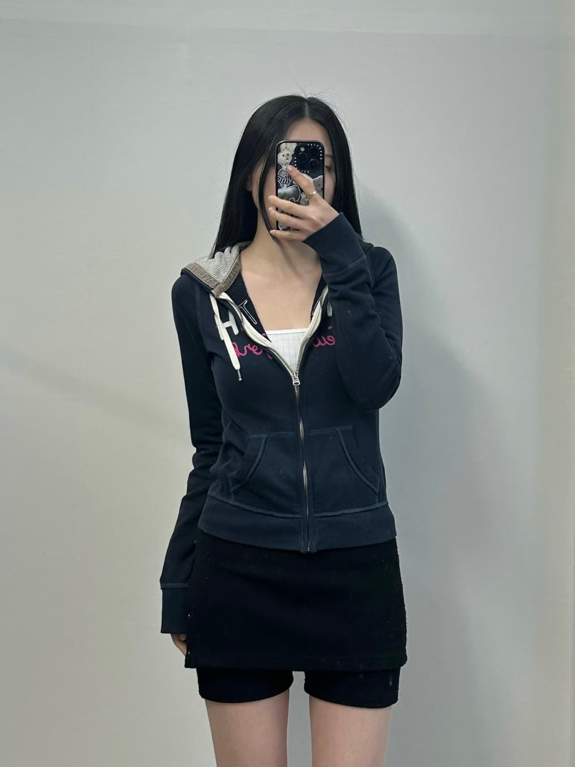 아베크롬비 y2k 와투케 딱붙 네이비 후드집업 상품이미지1