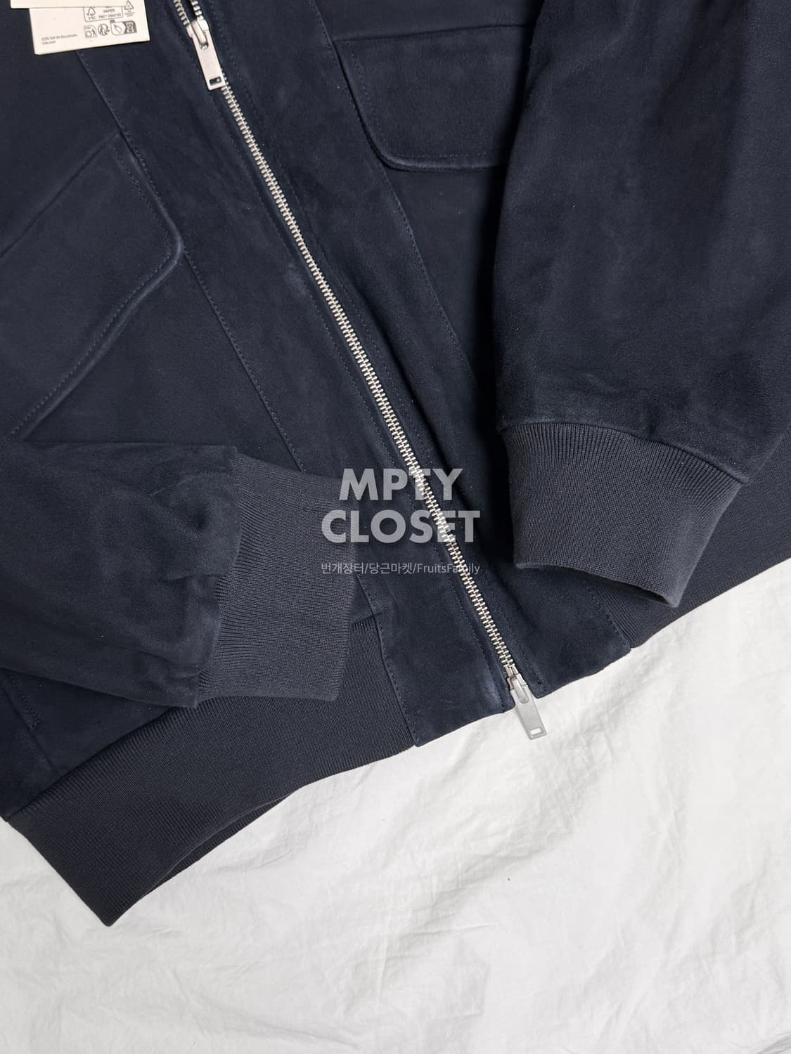 [M] COS 컬렉션 하이넥 스웨이드 플라이트 자켓 네이비 상품이미지5