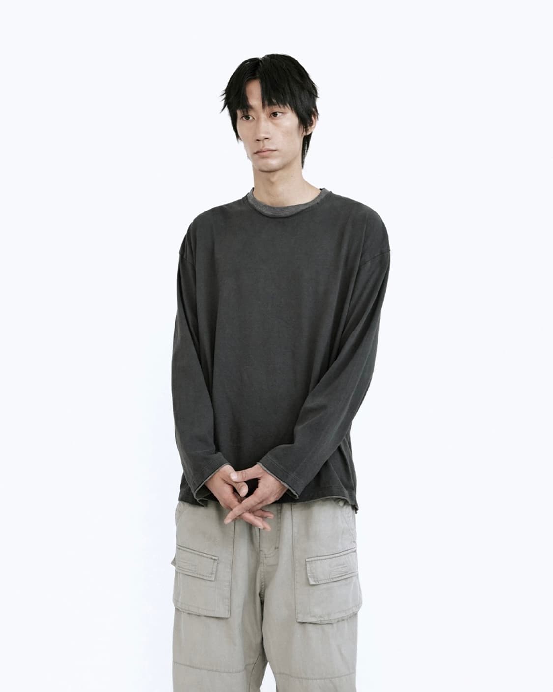 폴리테루 레이어드 롱슬리브 그린+그레이 상품이미지1